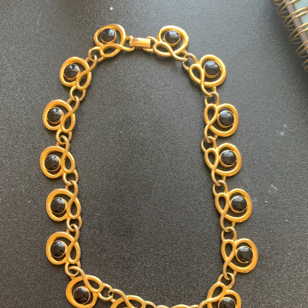 Gold 16 inch with black accents vintage necklace